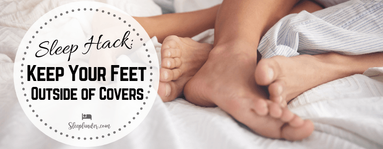 Couple sleeping with their feet outside of their comforter for a cooler sleep