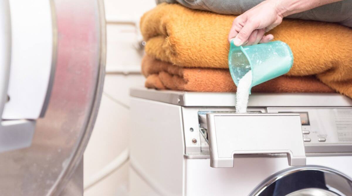 Blankets getting laundered with powder detergent